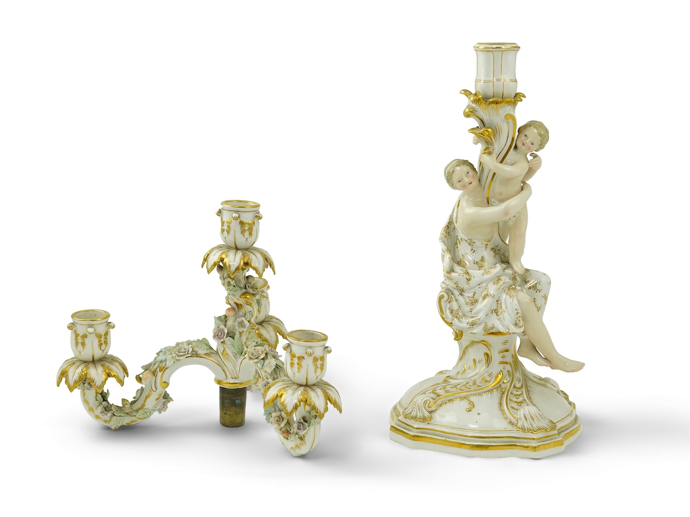 A Meissen figural candelabra, late 19th century